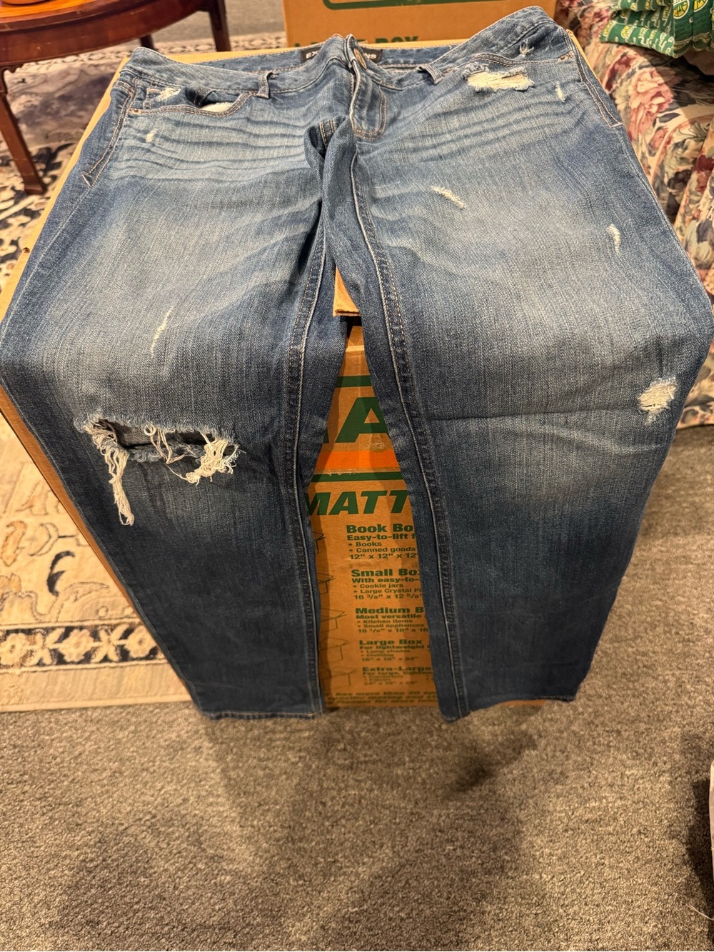 Express Women's Skinny Ripped Blue Jeans